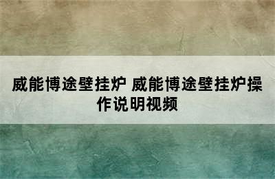 威能博途壁挂炉 威能博途壁挂炉操作说明视频